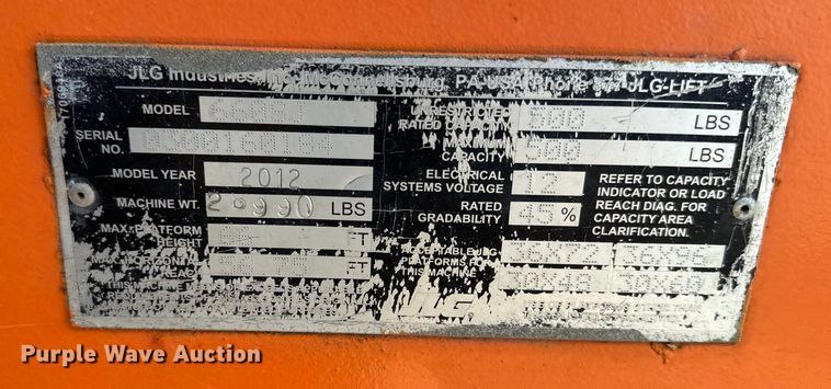 image for item NF9401 2012 JLG 660SJ boom lift