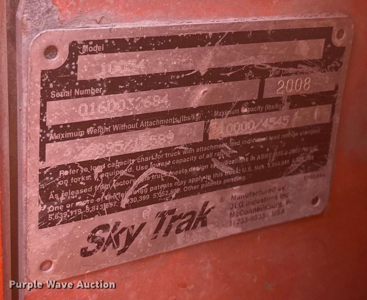 image for item NF9409 2007 Sky Trak 10054 telehandler