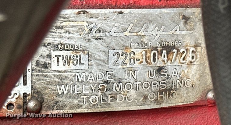 image for item NJ9396 1959 Willy's Jeep  SUV