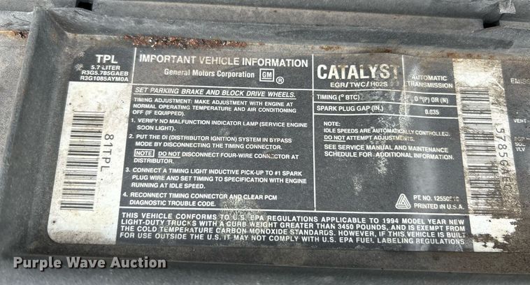 image for item NJ9517 1994 Chevrolet K1500 Ext. Cab pickup truck