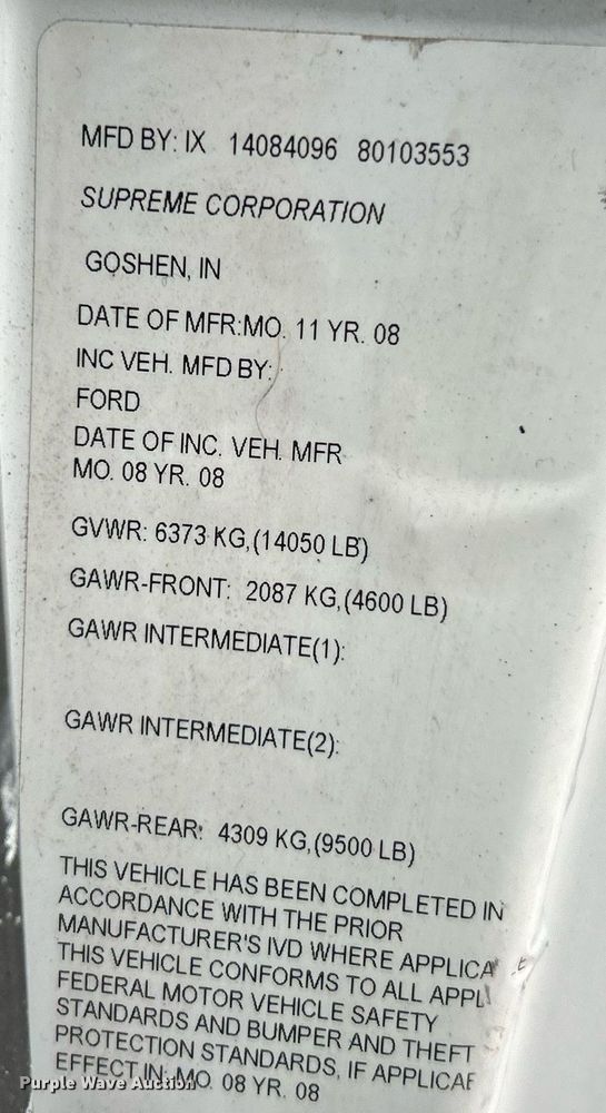 image for item NJ9527 2009 Ford E450 Super Duty box truck