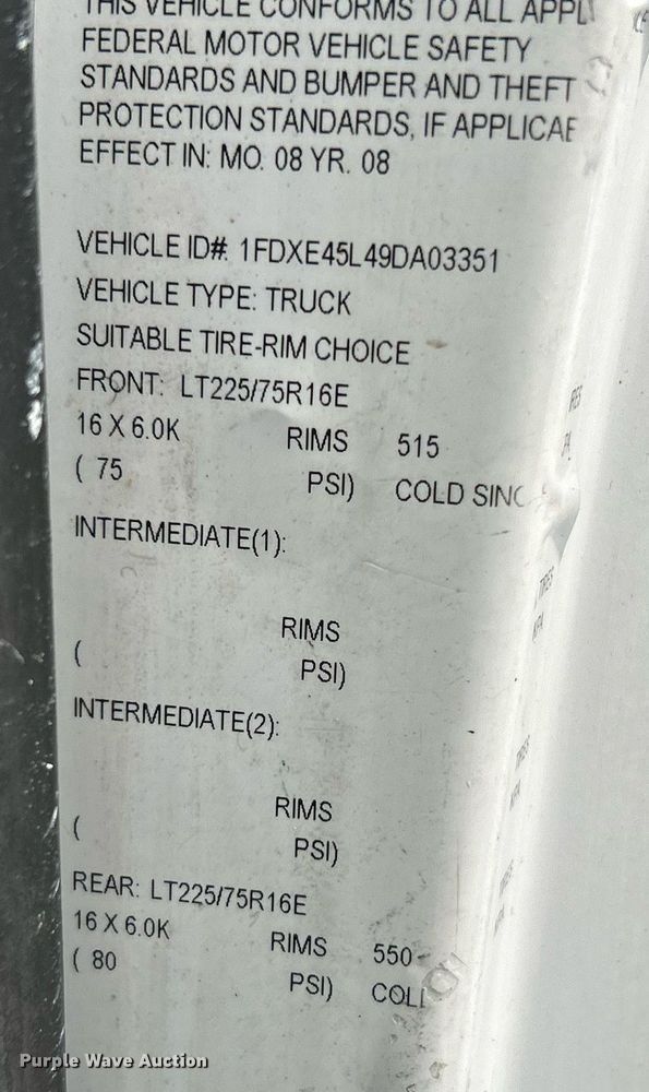 image for item NJ9527 2009 Ford E450 Super Duty box truck