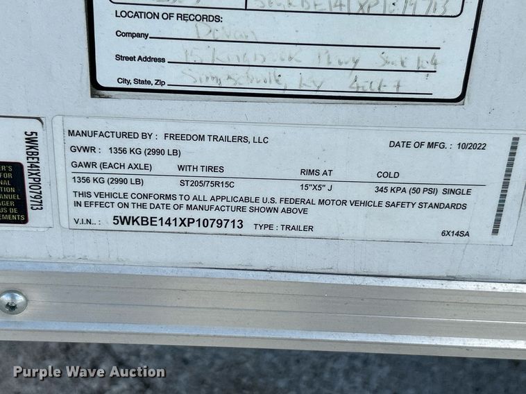 image for item NR9021 2023 Freedom Trailers 6X14SA enclosed cargo trailer