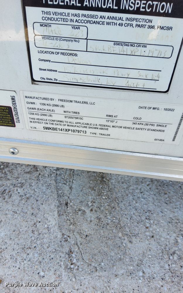 image for item NR9021 2023 Freedom Trailers 6X14SA enclosed cargo trailer