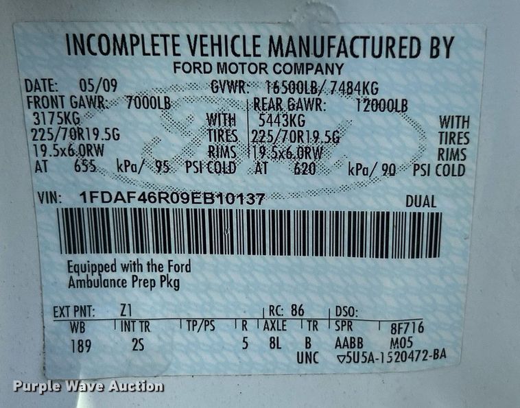 image for item NR9307 2009 Ford F450 Super Duty XLT truck cab and chassis