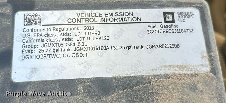 image for item NU9328 2018 Chevrolet Silverado 1500 Double Cab pickup truck