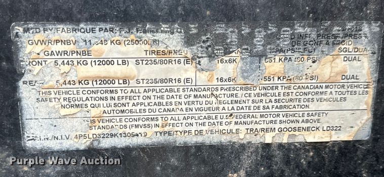 image for item NU9507 2019 PJ LD322 equipment trailer