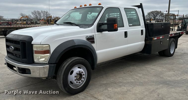 image for item NU9511 2008 Ford F450 Super Duty Crew Cab flatbed truck
