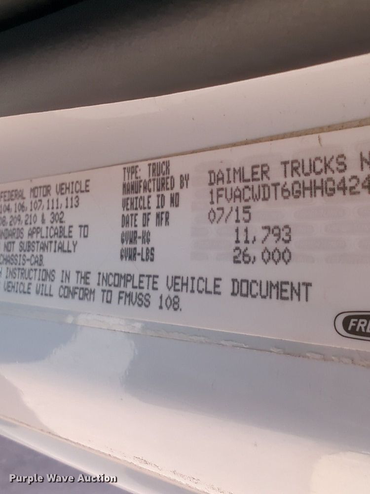 image for item NZ9304 2016 Freightliner Business Class M2 box truck