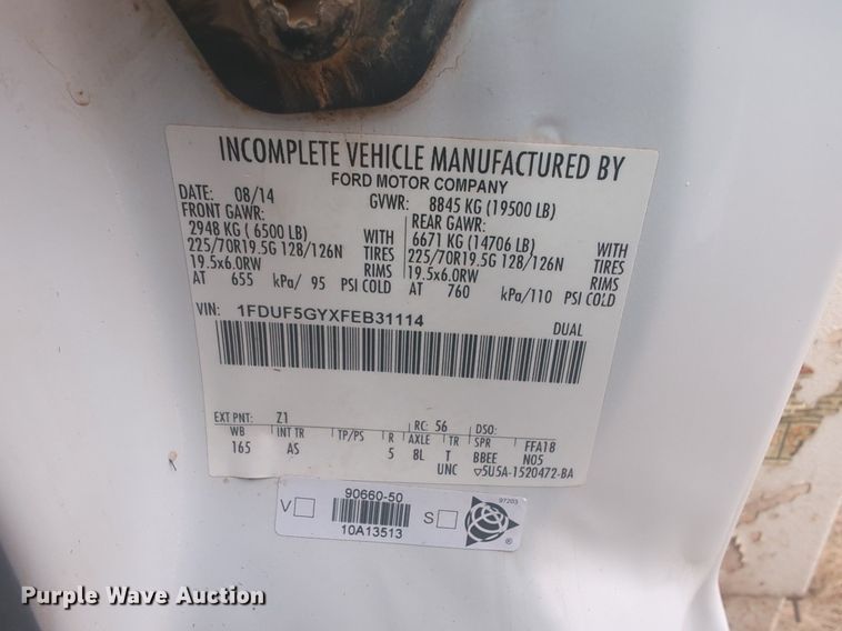 image for item NZ9370 2015 Ford F550 Super Duty utility / service truck