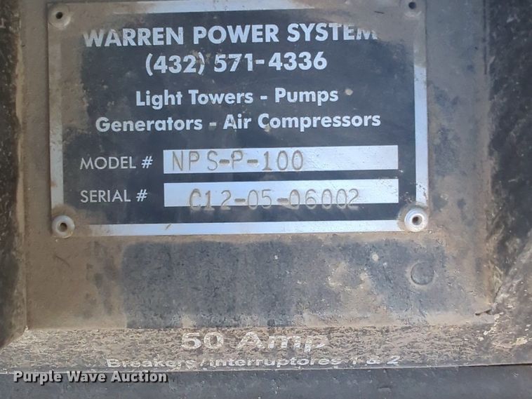 image for item NZ9385 Warren Power Systems NPS-P-100 generator
