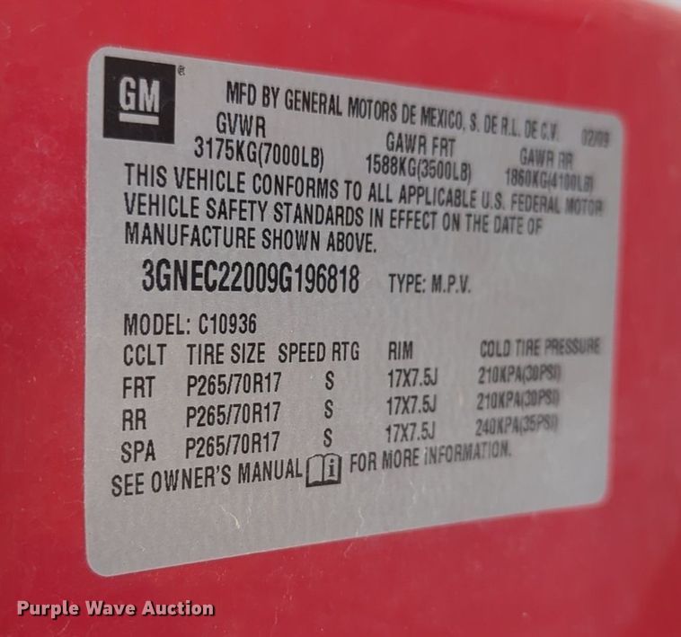 image for item NZ9389 2009 Chevrolet Avalanche Crew Cab pickup truck