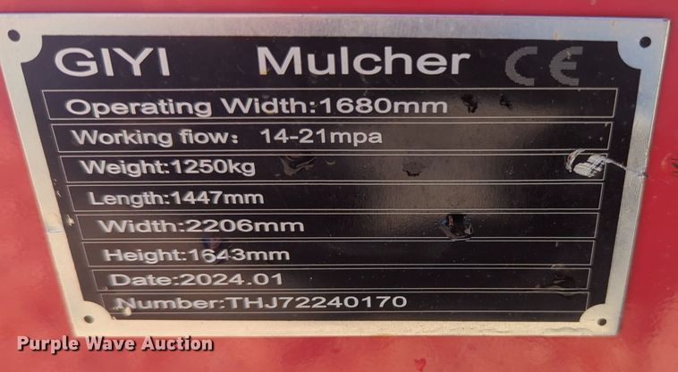 image for item NZ9417 2024 GIYI skid steer mulcher