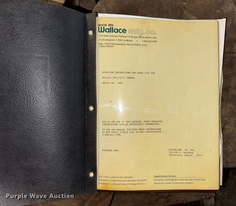 image for item OA9604 Wallace Bender pipe bender