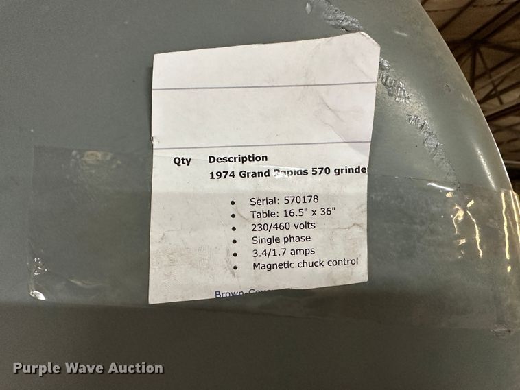 image for item OA9620 1974 Gallmeyer & Livingston 570 surface grinder