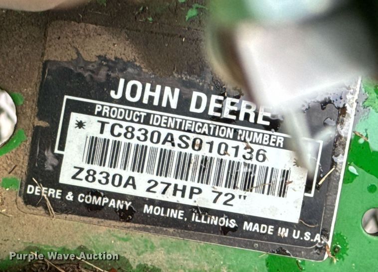 image for item OJ9577 John Deere Z830A ZTR lawn mower
