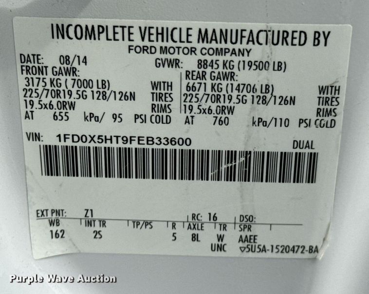 image for item OJ9581 2015 Ford F550 Super Duty SuperCab utility / service truck