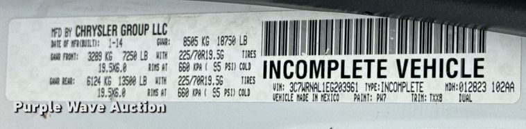 image for item OJ9582 2014 Dodge Ram 5500HD utility / service truck