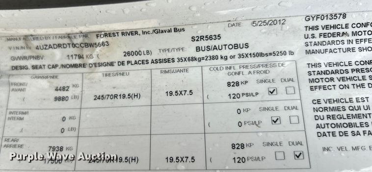 image for item OK9786 2012 Freightliner S2C shuttle bus