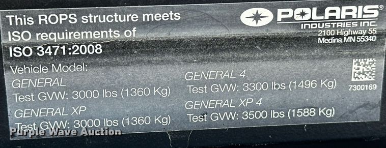 image for item OM9864 2021 Polaris General XP 1000  utility vehicle