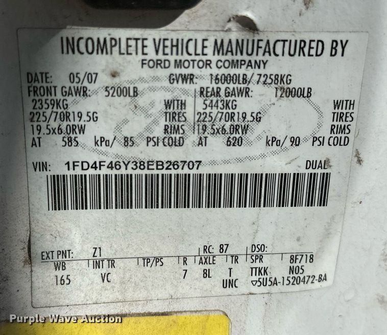 image for item OM9873 2008 Ford  F450 Super Duty XL bucket truck