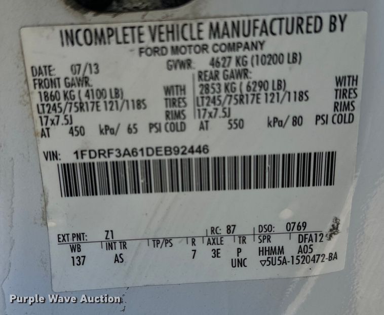 image for item OM9880 2013 Ford F350 Super Duty XL utility bed pickup truck