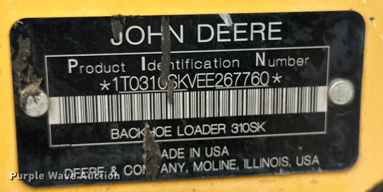 image for item DG4267 2014 John Deere 310SK backhoe