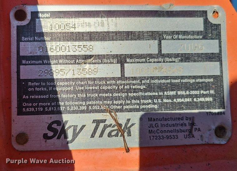 image for item DK0575 2006 JLG 10054 telehandler