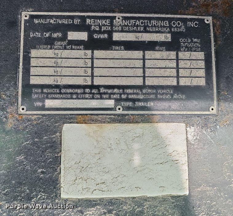 image for item DK0594 2005 Reinke Manufacturing drop deck trailer