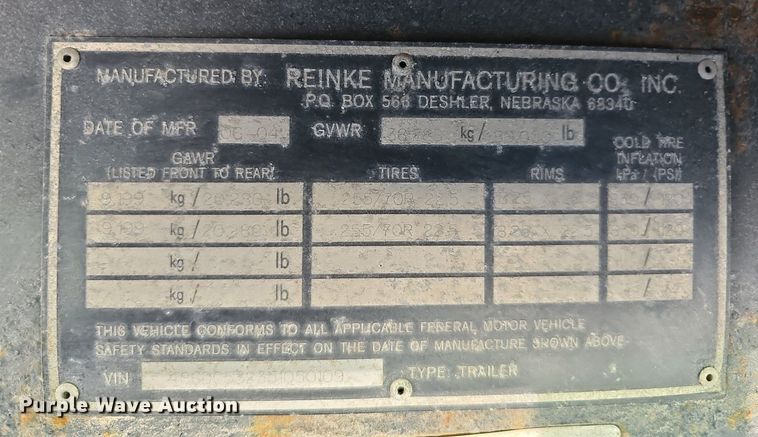 image for item DK0594 2005 Reinke Manufacturing drop deck trailer