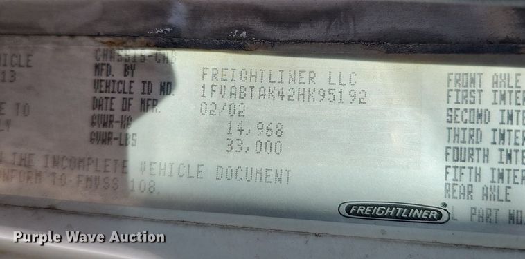 image for item DK0598 2002 Freightliner FL70 street sweeper truck