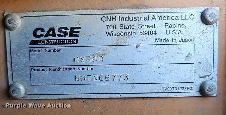 image for item DK0657 2016 Case CX36B ZTS mini excavator