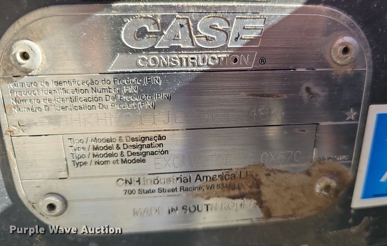 image for item DK0659 2021 Case CX57C mini excavator