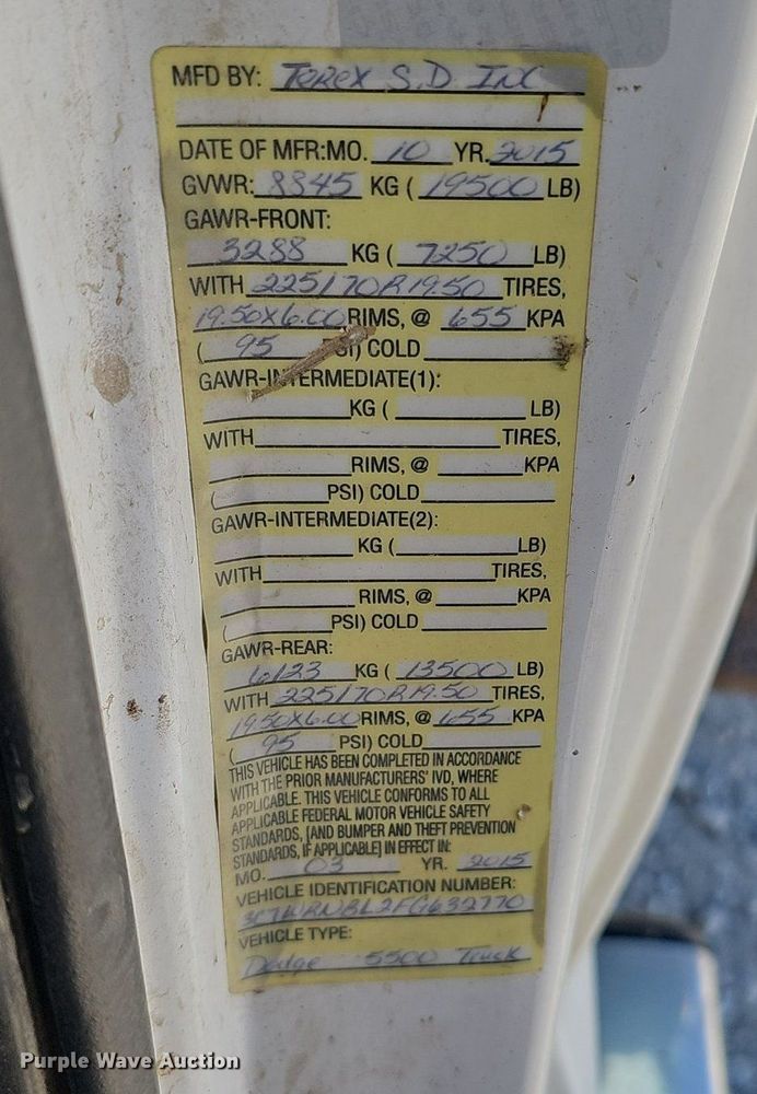 image for item DK0709 2015 Dodge Ram 5500HD bucket truck