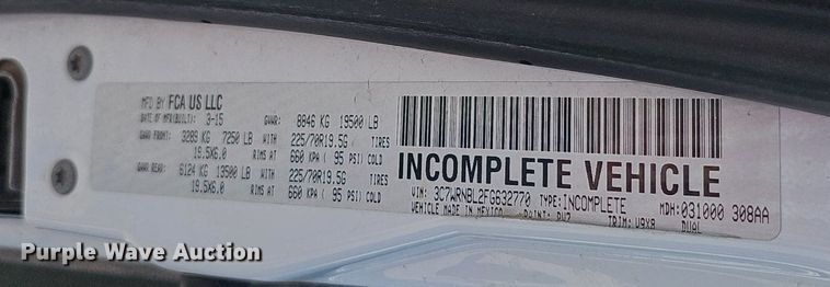 image for item DK0709 2015 Dodge Ram 5500HD bucket truck