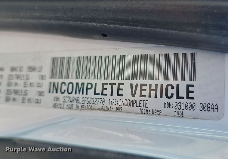 image for item DK0709 2015 Dodge Ram 5500HD bucket truck