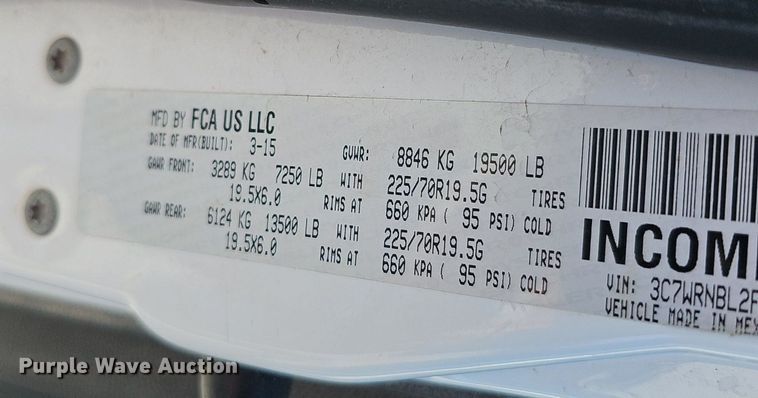 image for item DK0709 2015 Dodge Ram 5500HD bucket truck