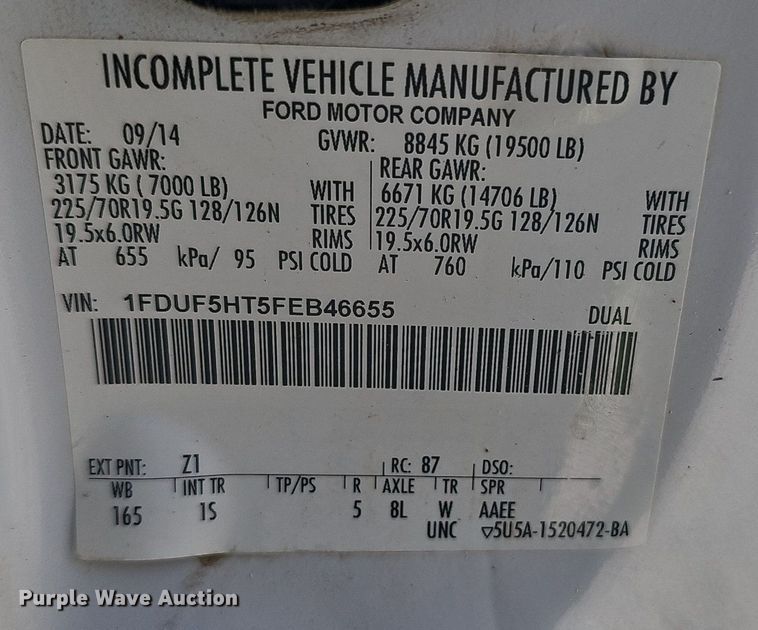 image for item DK0713 2015 Ford F550 Super Duty XL  bucket truck