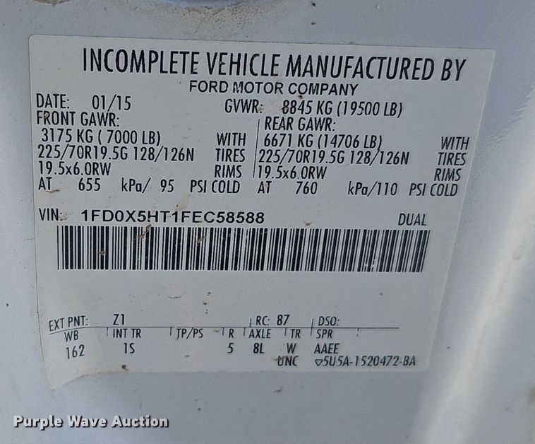 image for item DK0715 2015 Ford F550 Super Duty XL  bucket truck