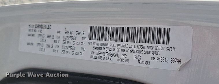 image for item DK0716 2009 Dodge Ram 1500 Quad Cab pickup truck