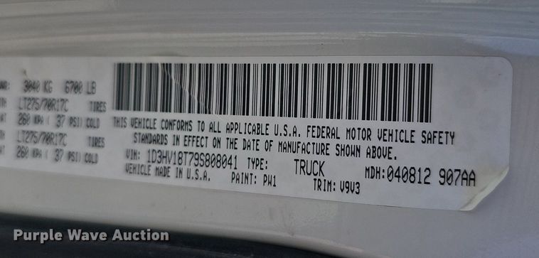 image for item DK0716 2009 Dodge Ram 1500 Quad Cab pickup truck