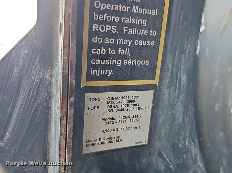 image for item DK0721 2017 John Deere 317G tracked skid steer loader