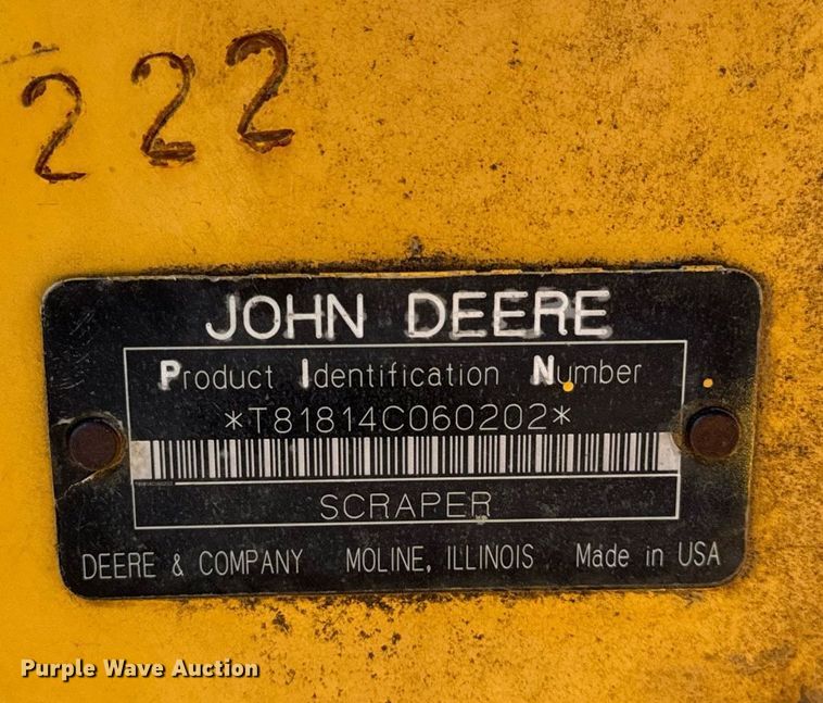 image for item DL4355 2006 John Deere 1814C scraper