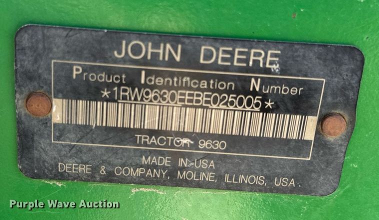 image for item DL4356 2011 John Deere 9630 Scraper Special 4WD tractor