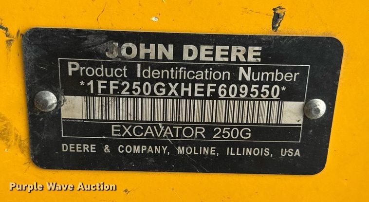 image for item DL4359 2015 John Deere 250G LC excavator