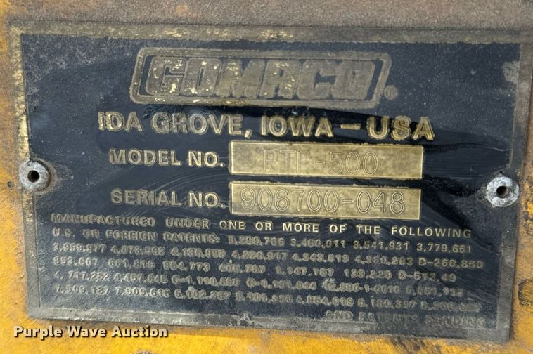 image for item DL4360 Gomaco RTP500 Belt Placer