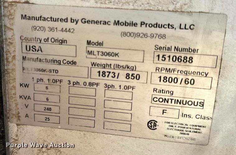 image for item DL4375 2016 Magnum MLT3060K-01 light plant