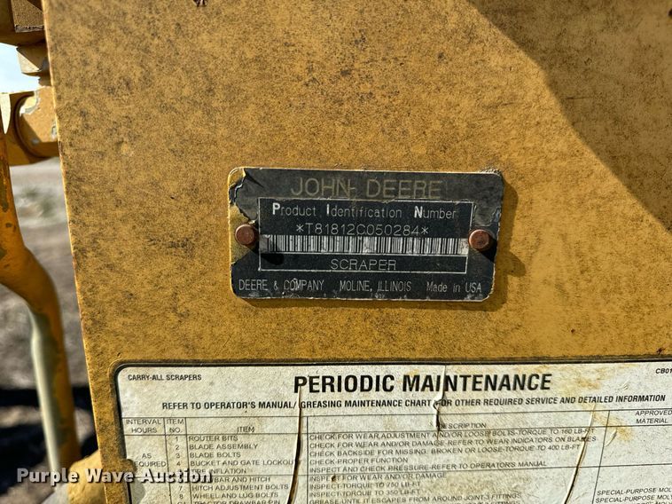 image for item DL4395 2005 John Deere 1812C scraper