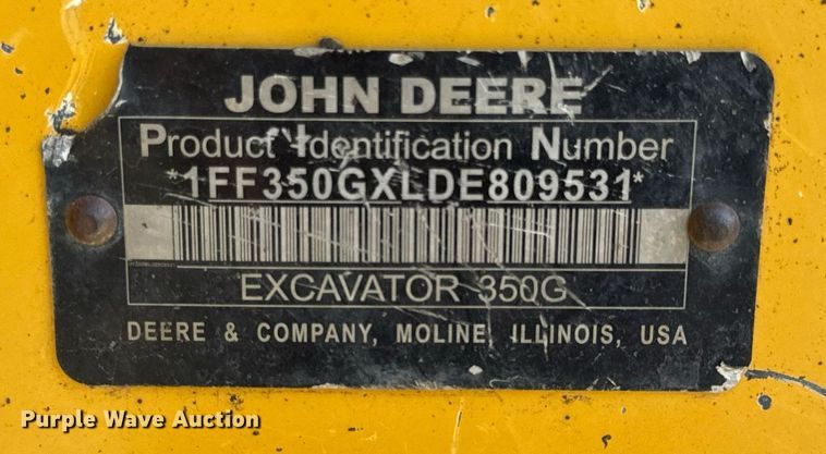 image for item DL4410 2014 John Deere 350G excavator