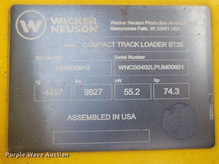 image for item DL7986 2015 Wacker Neuson ST35 tracked skid steer loader